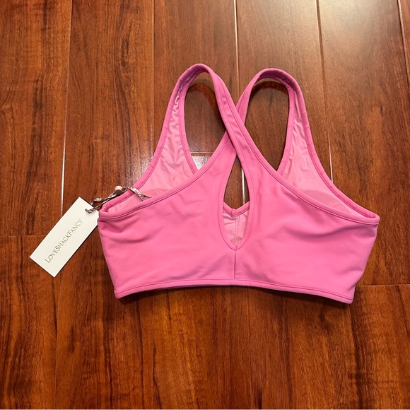 🆕 LoveShackFancy Bubblegum Pink Low Impact Athletic Sports Bra - Picture 3 of 13